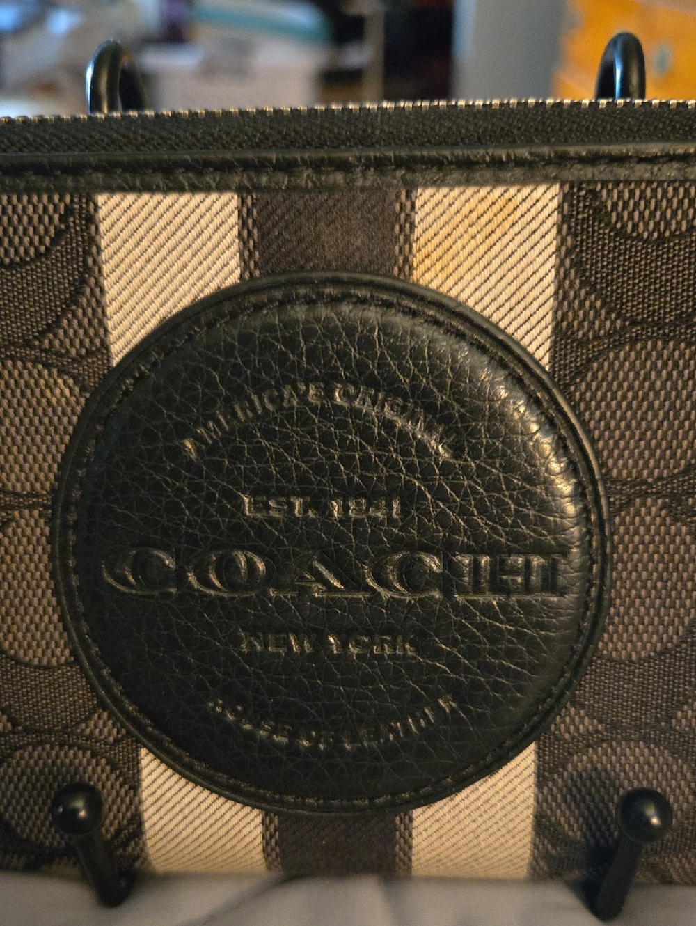 Coach Dempsey Large Phone Wallet in Signature Jacquard with Stripe & Coach Patch - Picture 2 of 10